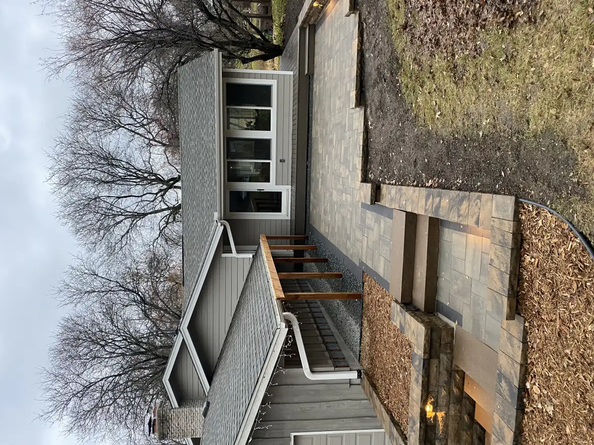 Backyard pool area before landscape renovation