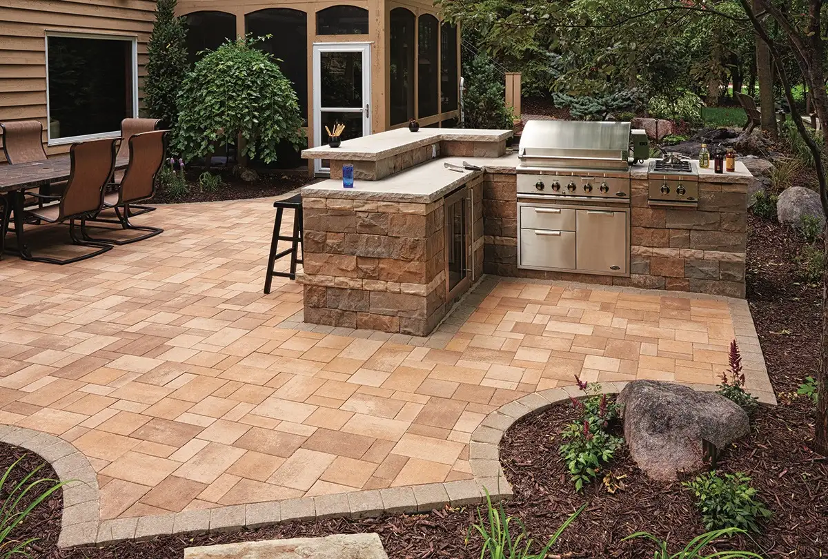 After: Eden Prairie backyard with new paver patio and fire pit