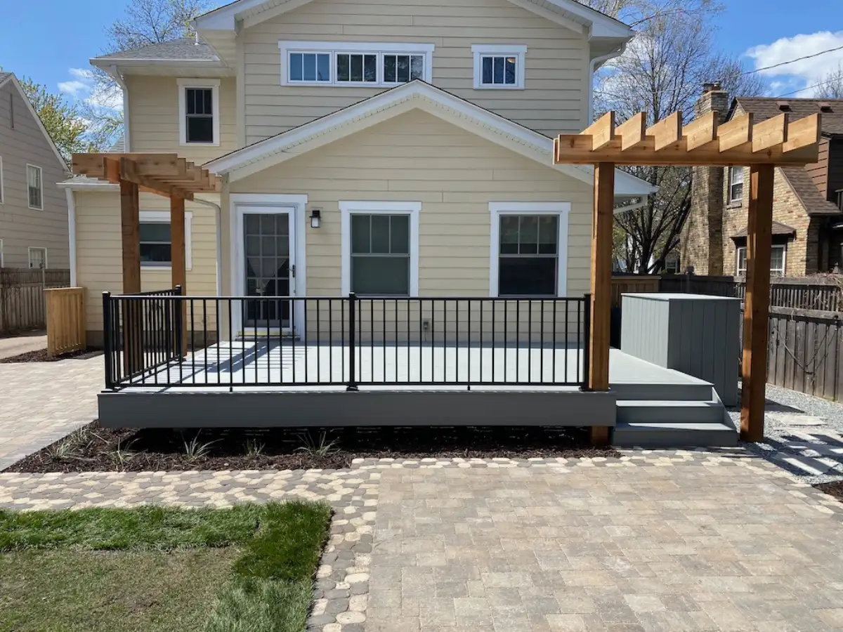 Complete deck and patio project after transformation