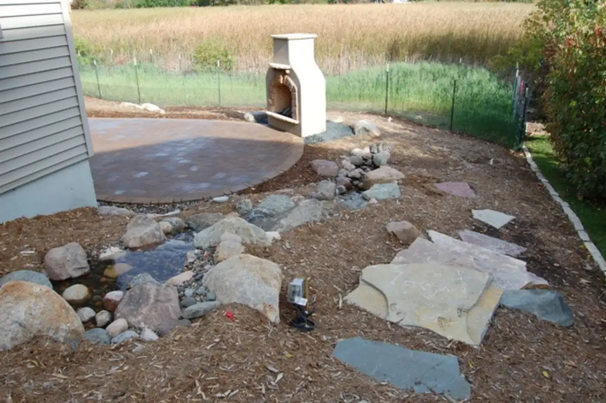 After: Plymouth backyard with patio and fire pit