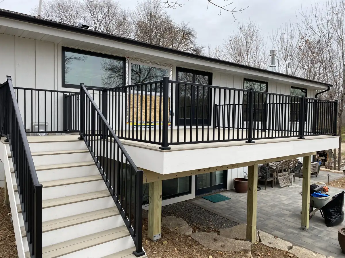 Composite deck with built-in seating in Shorewood MN