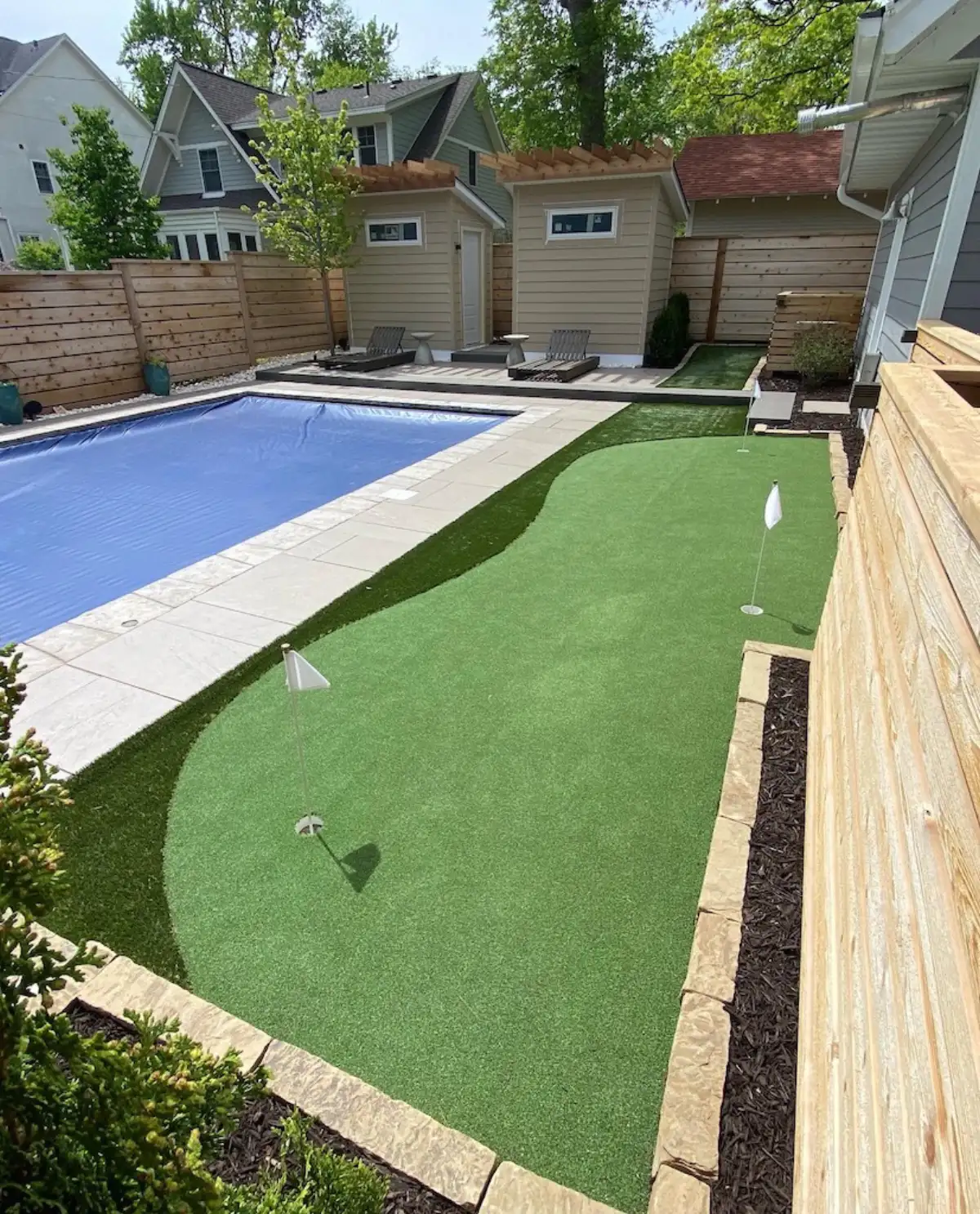 Decorative fence with landscape plantings