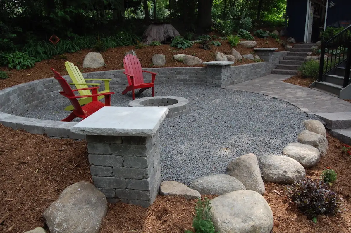 Fire pit integrated into patio design
