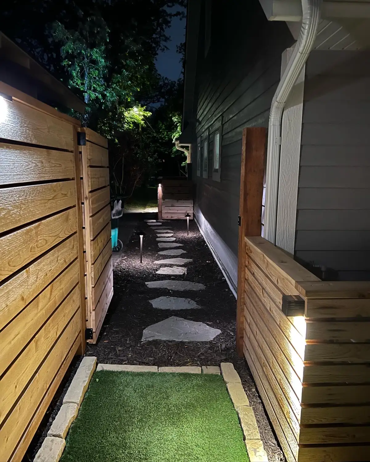 Low-voltage path lighting along paver walkway in Shorewood MN
