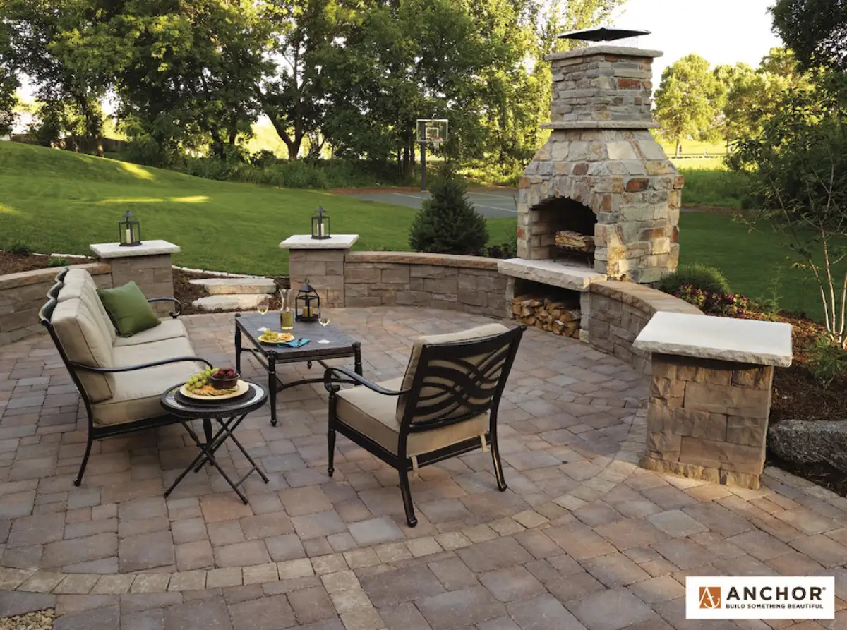 Complete outdoor living space with patio and fire feature in Minnetonka