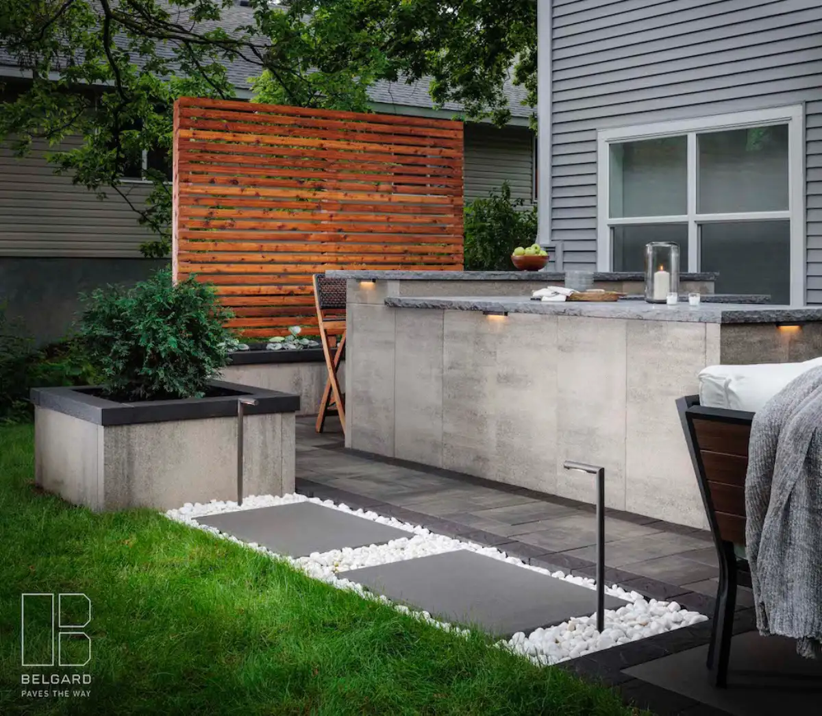 Large entertaining patio with outdoor kitchen in Minnetonka MN