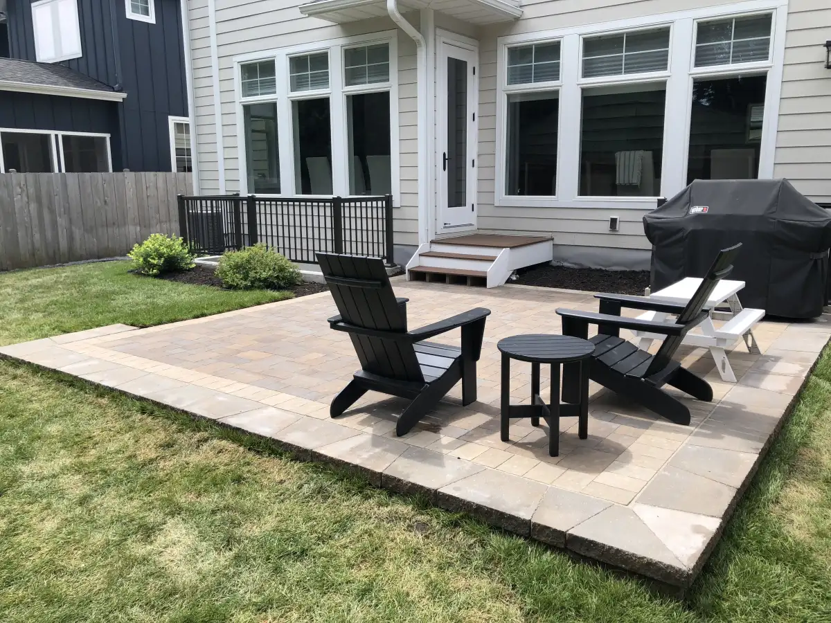 Front entrance renovation with pavers and plantings near Lake Minnetonka
