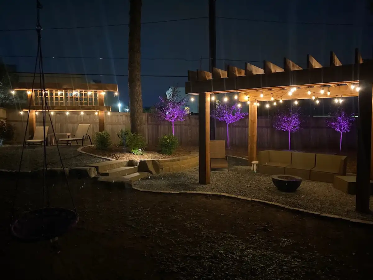 Custom cedar pergola over patio