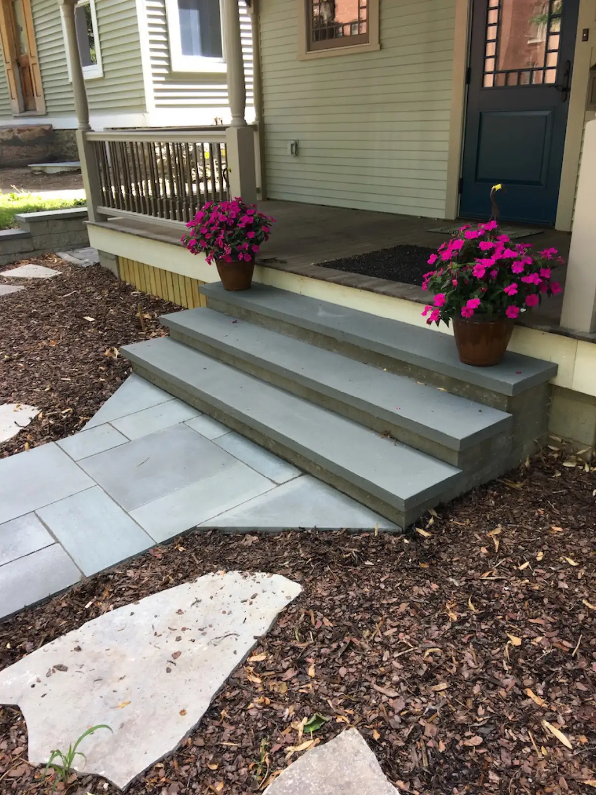 Paver steps with landscape lighting