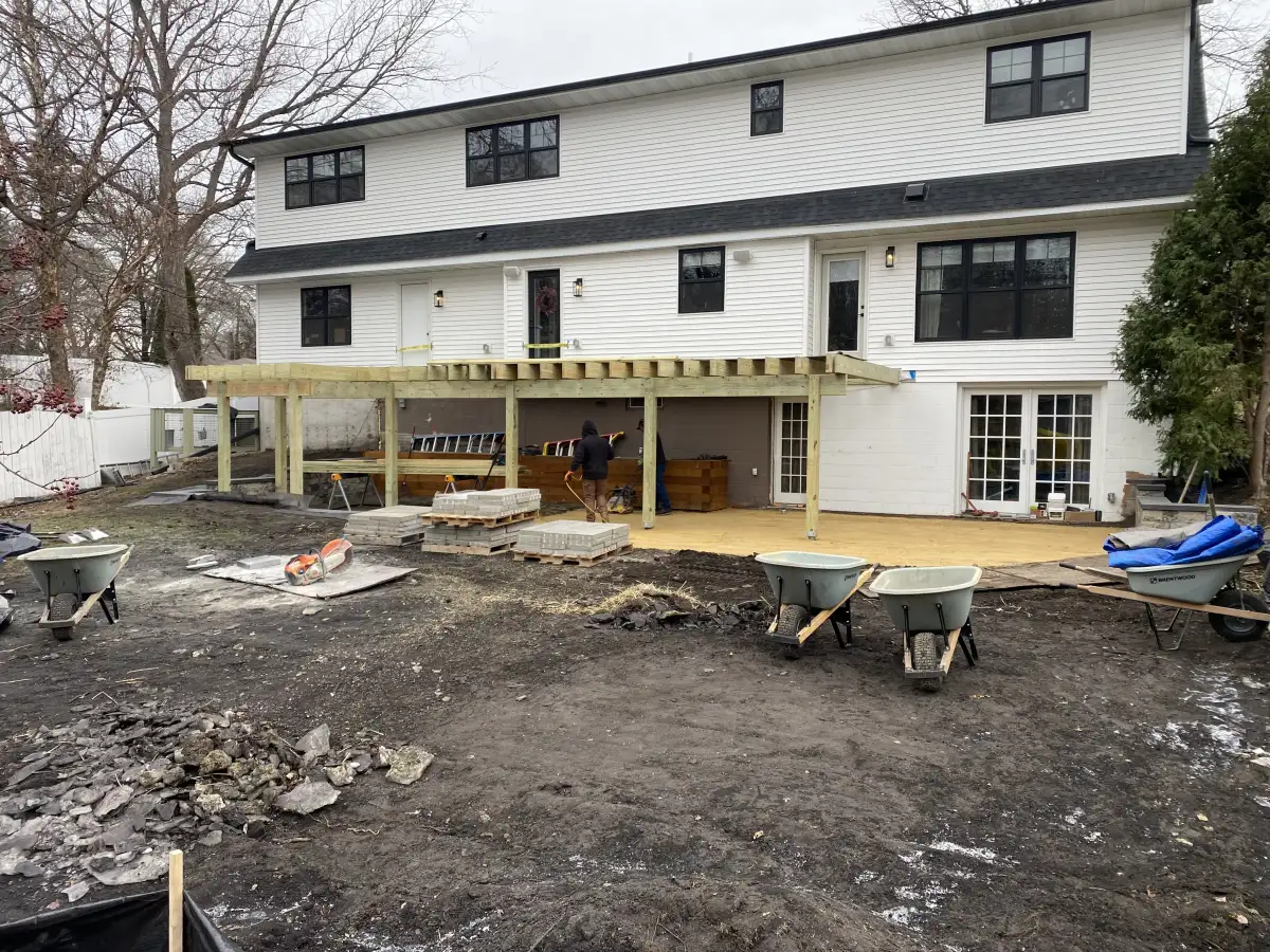 Retaining wall build in progress by Landscape Charlie in Minnetonka