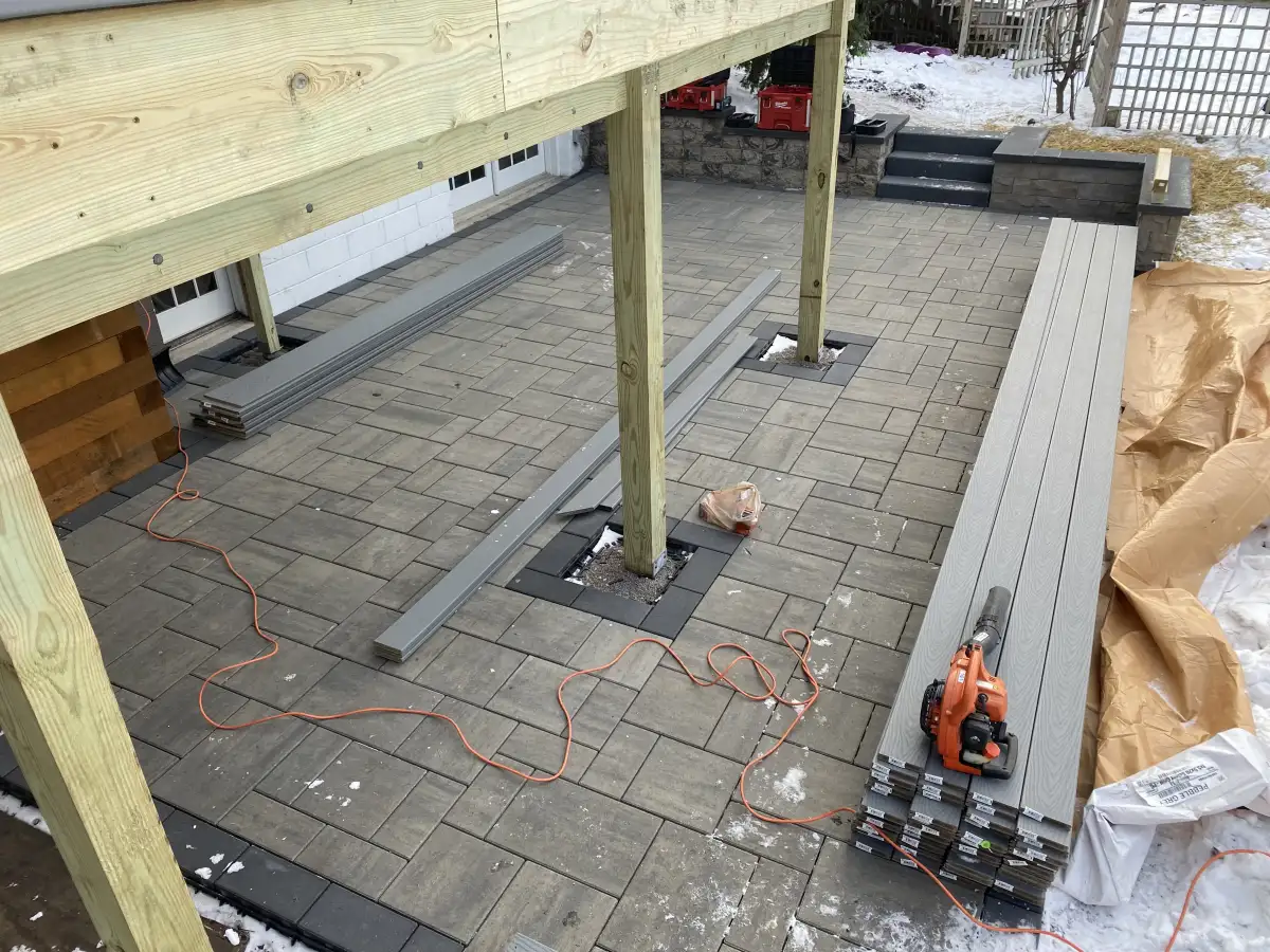 Hardscape project under construction near Lake Minnetonka